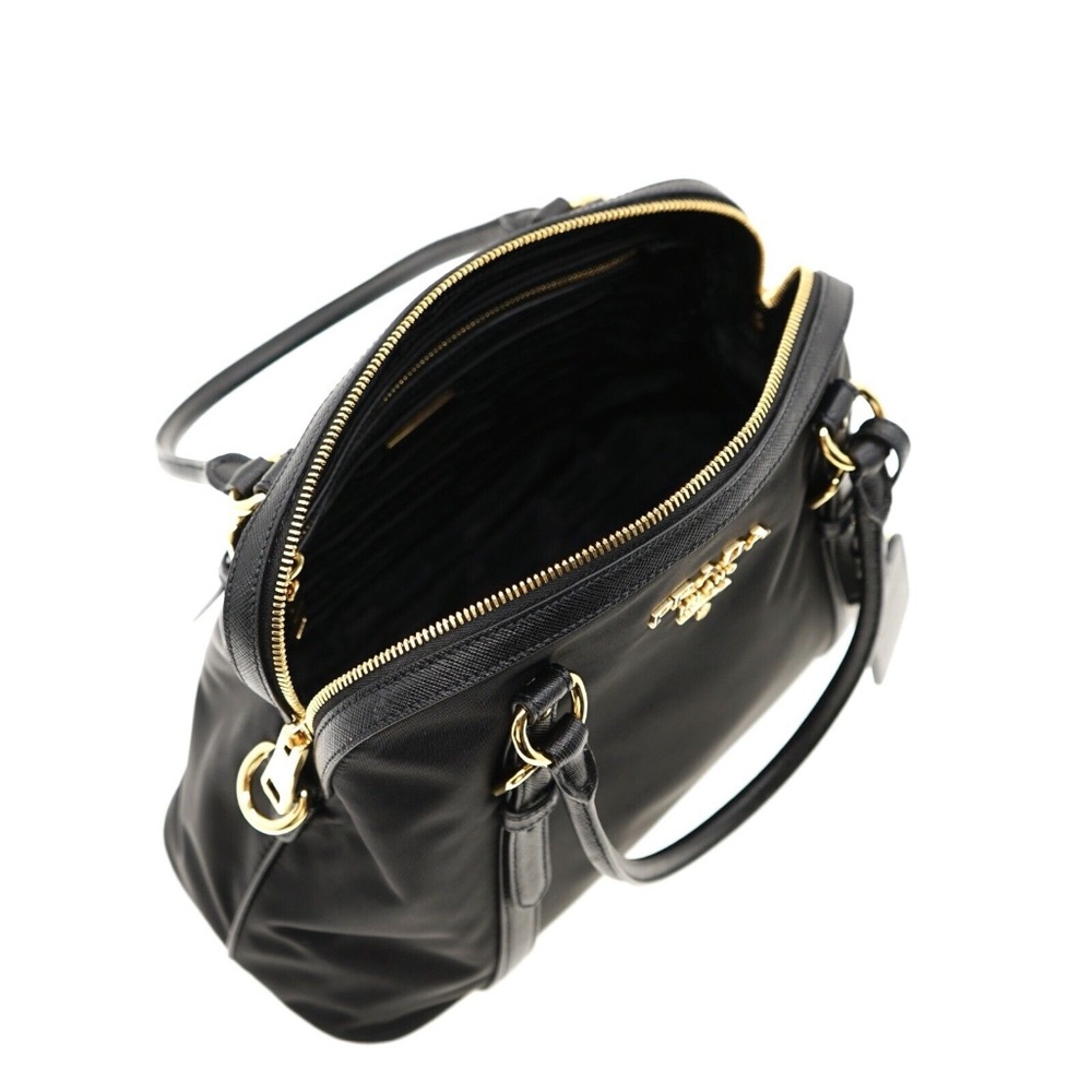 Prada Bauletto Dome Shoulder Bag Black Nylon New - Picture 6 of 8